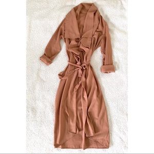 Blush Waterfall Lapel Long Duster Cardigan